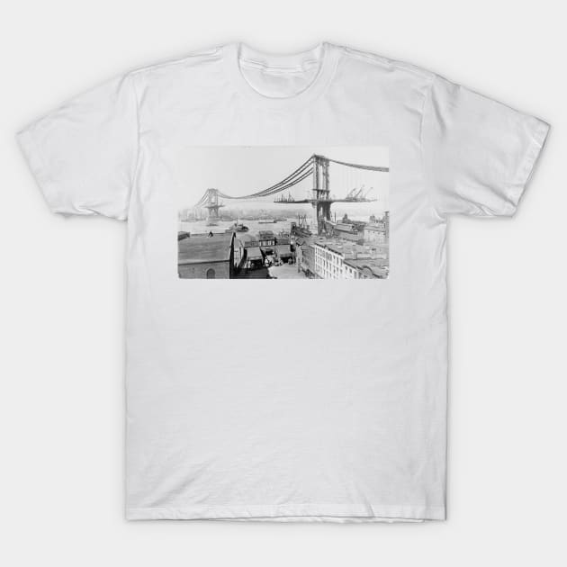 Construction of The Manhattan Bridge (1909) T-Shirt by Bravuramedia